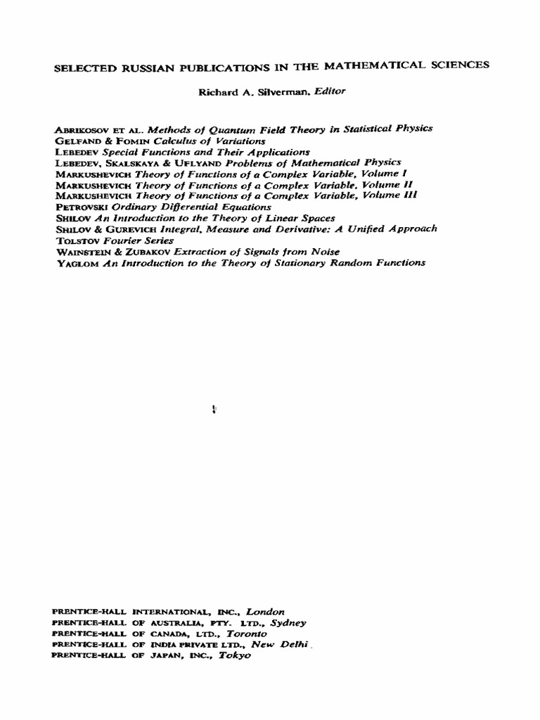 A i markushevich theory of functions of a complex variable volume 3