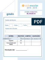 Examen Trimestral Segundo Grado Bloque III