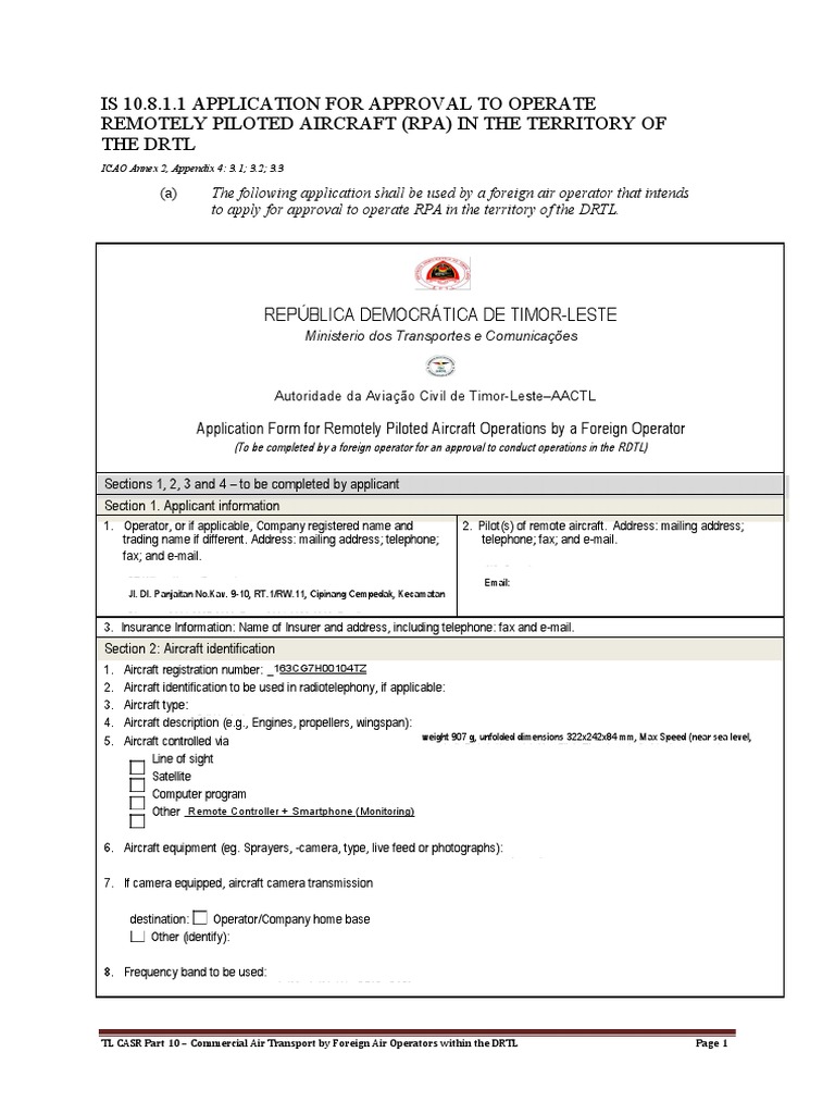 RPA Operation Approval Application | PDF | Aerial Photography | Air ...