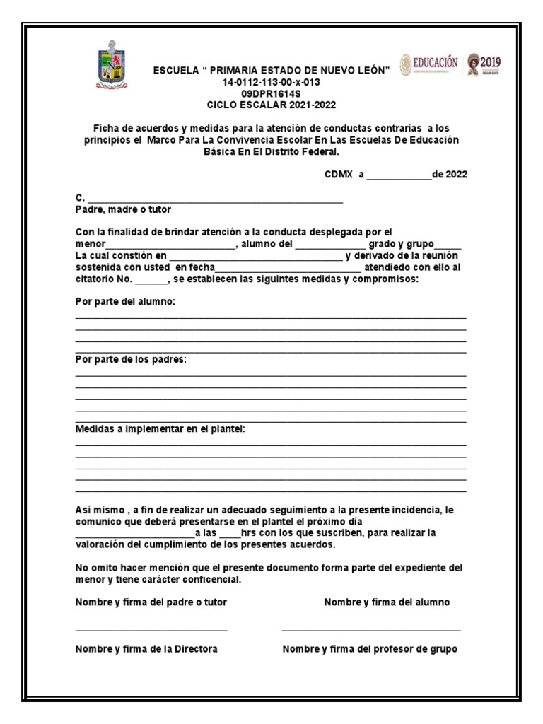 Acuerdos y Compromisos con Padres | PDF