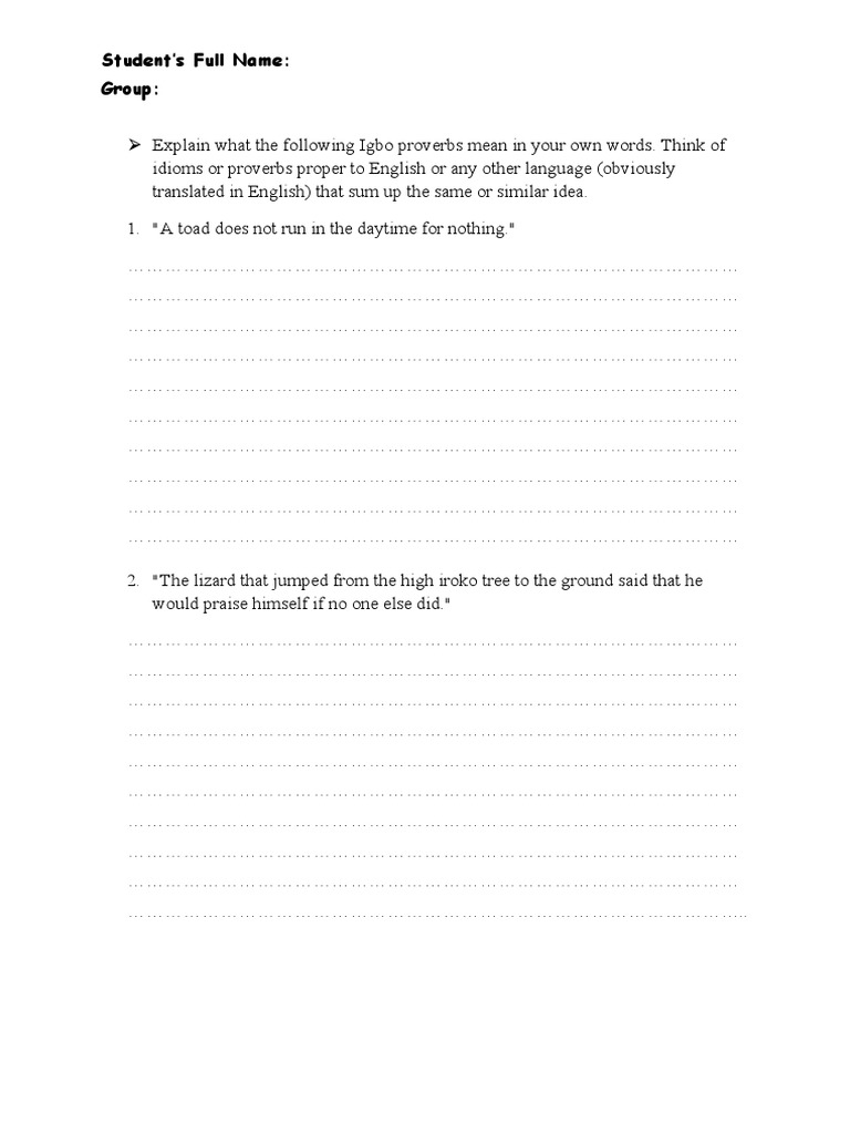 Things Fall Apart Inclass Activity Chapter 3 Pdf