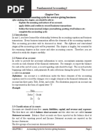 Fundamental Accounting I: Chapter Two Accounting Cycle For Service-Giving Business