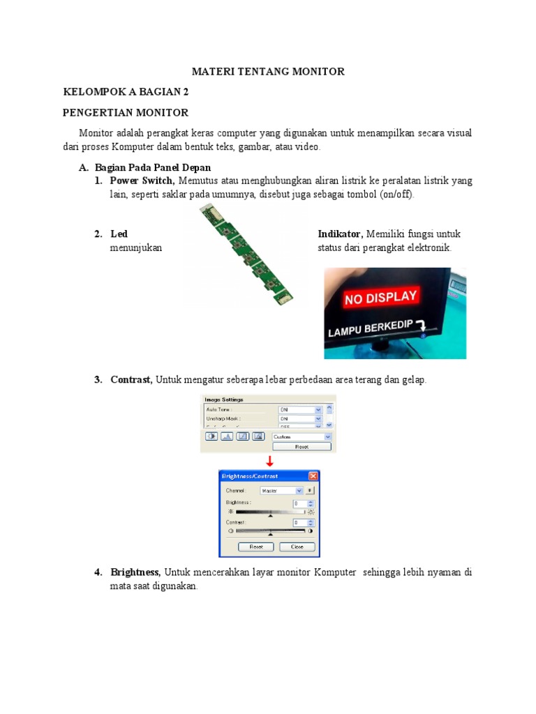 Pengertian dan Bagian Monitor Komputer | PDF