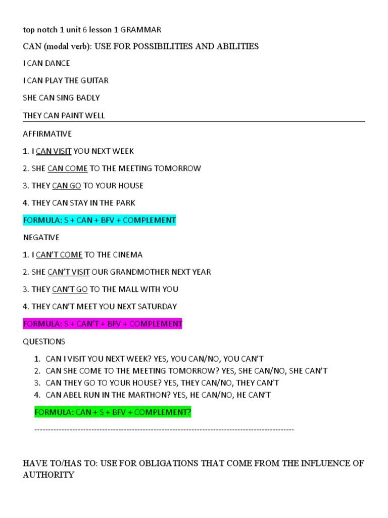 top notch 1 unit 6 lesson 1 PDF
