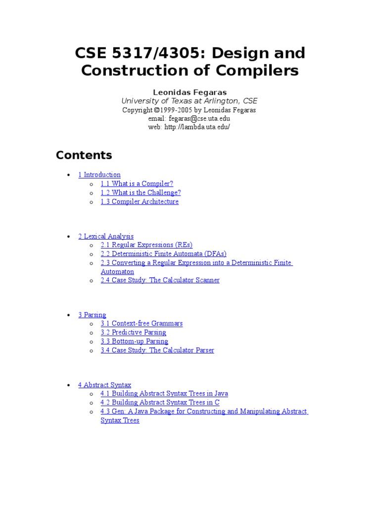 Design and Construction of Compilers PDF Compiler Parsing