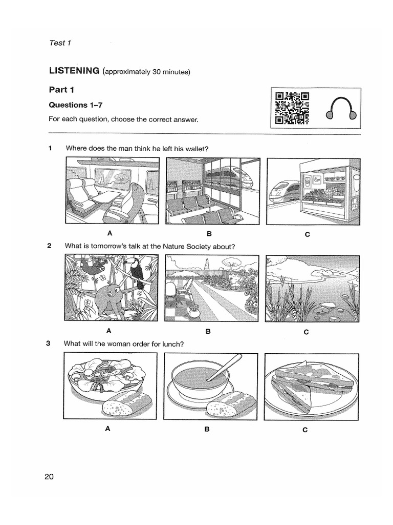 B1 Preliminary 1 Test 1 Listening | PDF