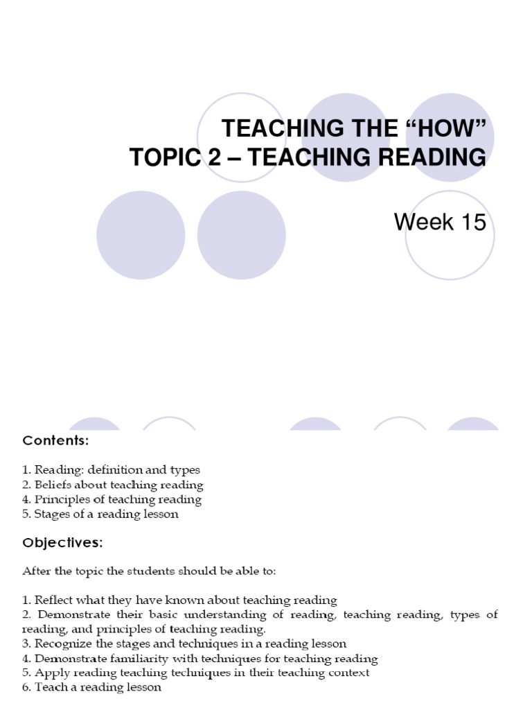 ELT2 Week9 Teaching Reading PDF Reading (Process) Reading