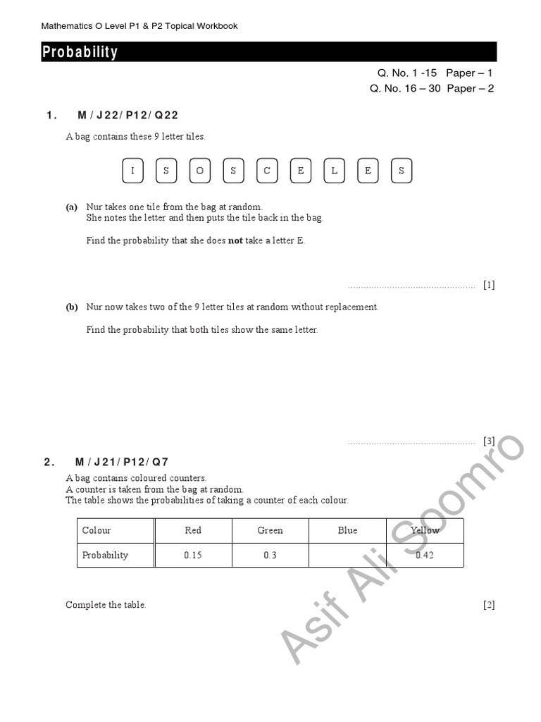 Probability Worksheet | PDF