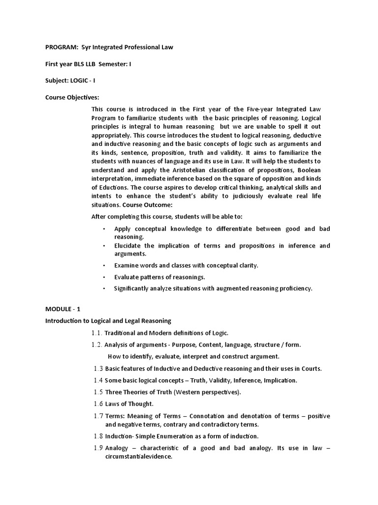 Logic - I New Syllabus | PDF