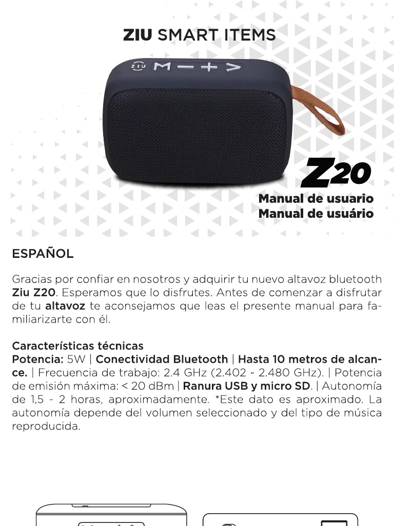 Manual Altavoz Bluetooth Ziu Z20 PDF