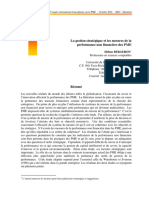 La Gestion Stratégique Et Les Mesures de La Performance Non Financière Des PME