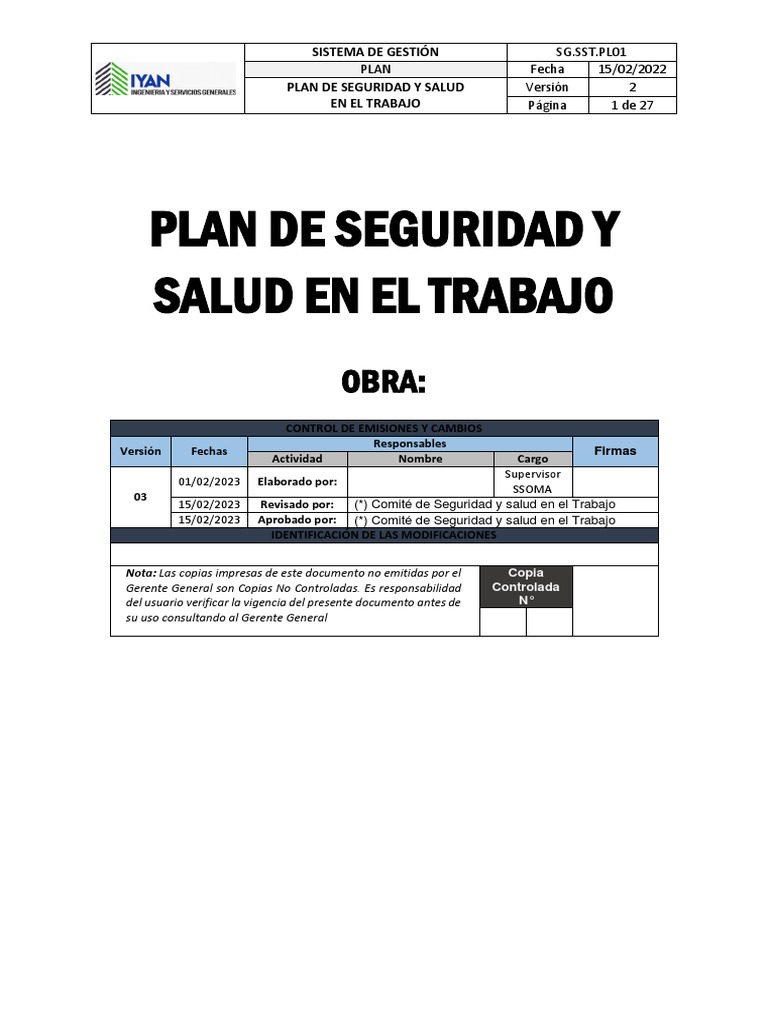 Plan de Seguridad y Salud Laboral 2022 | PDF | Calidad (comercial)
