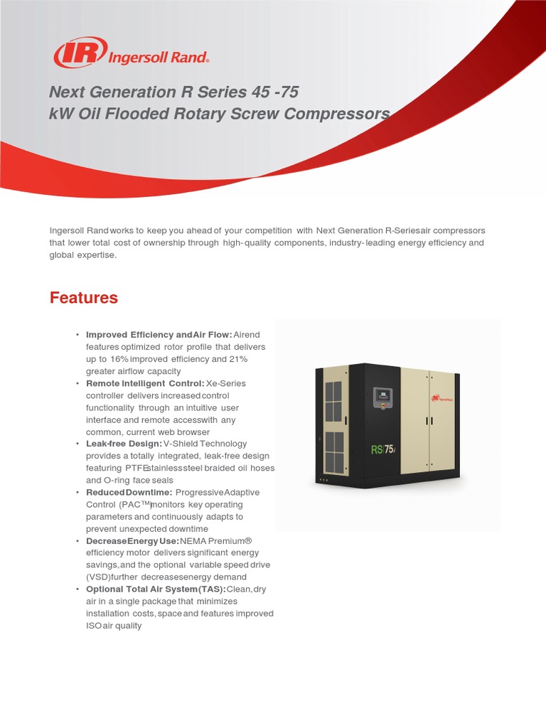 Next Generation R Series 45 - 75 KW Oil Flooded Rotary Screw ...