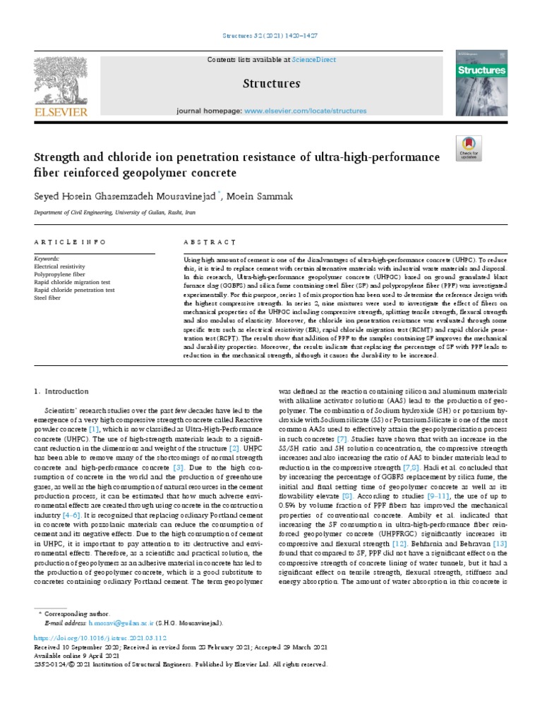 Ultra-High-Performance Geopolymer Concrete Study | PDF | Concrete ...