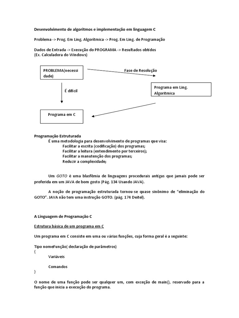SI 1 A Linguagem de Programação C-Parte 1 2020 | PDF