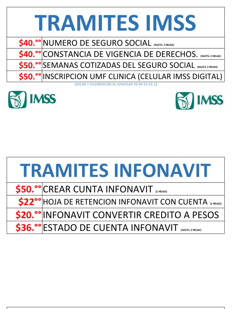 Trámites IMSS y Infonavit Esenciales | PDF | Finanzas y dinero | Derecho