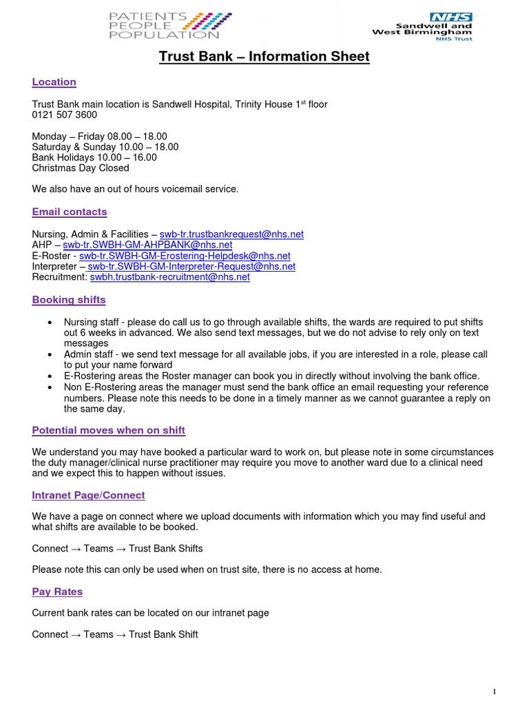 SWB Trust Bank - Information Sheet | PDF