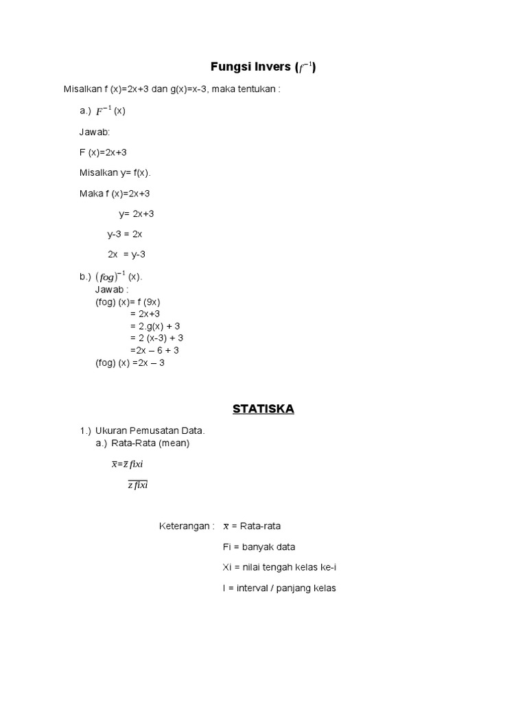 Fungsi Invers dan Statistika | PDF