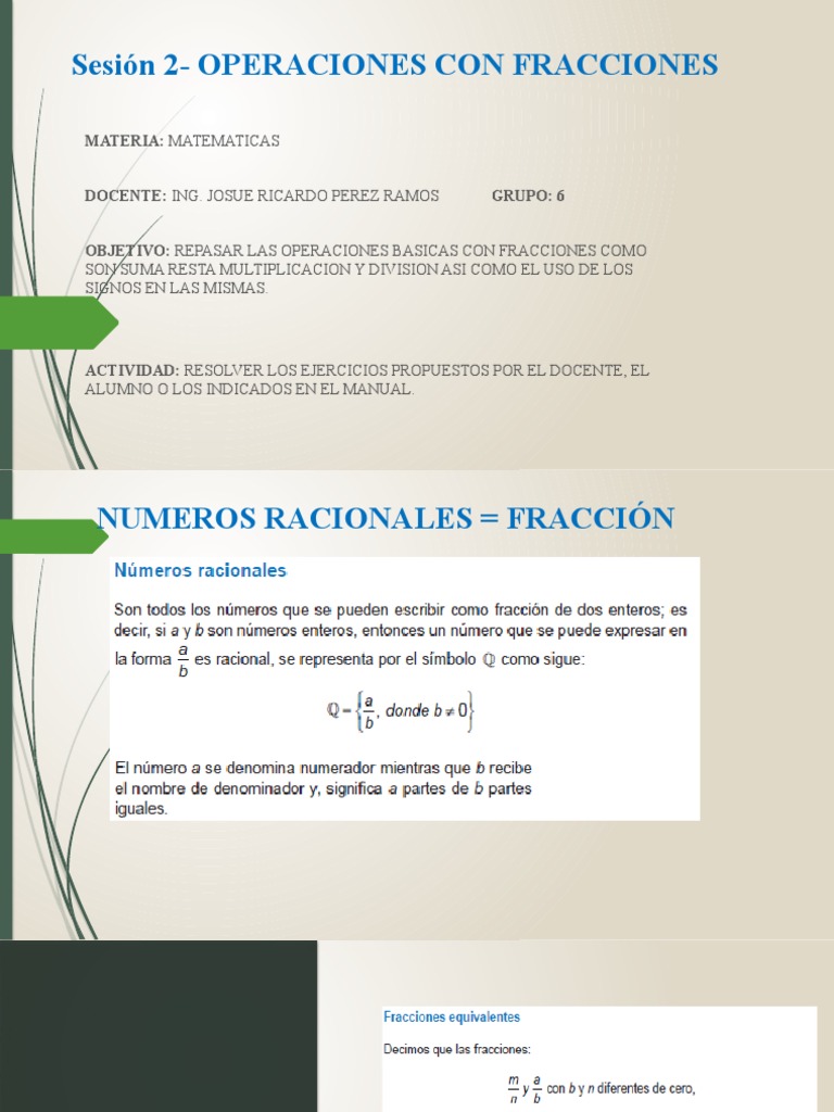 Sesión 2 Operaciones Con Fracciones | PDF