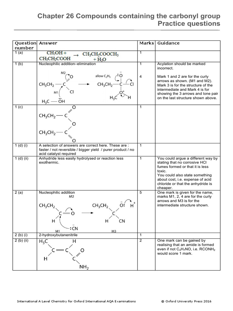 AQA A Level Chem CH26 Practice Question Answers | PDF