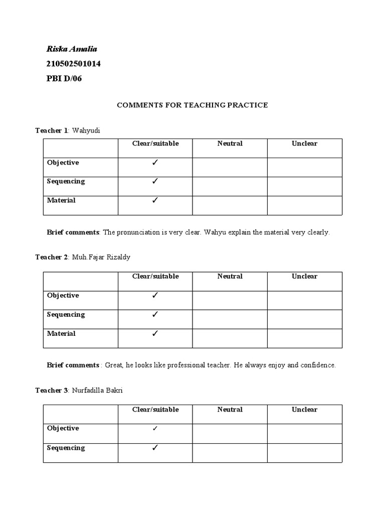 Riska Amalia - Student's Evaluation POW | PDF | Educational Environment ...