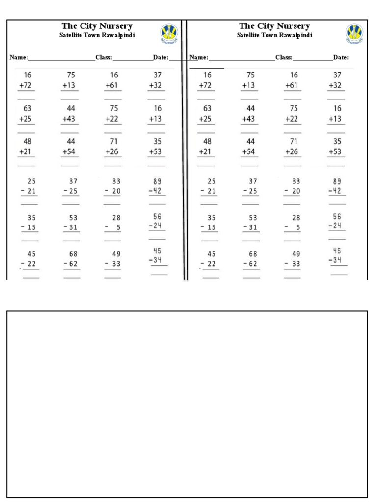 Addition and substractions small pdf