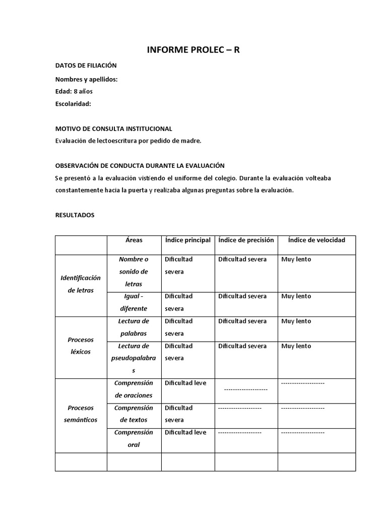 Informe Prolec R | Descargar gratis PDF | Palabra | Lingüística