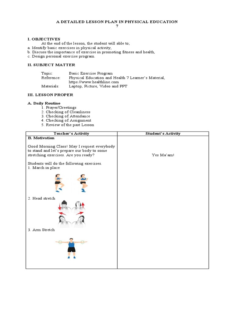 Basic Exercise Program Grade 7