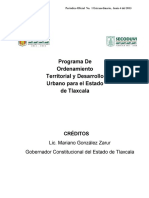 Programa de Ordenamiento Territorial y Desarrollo Urbano para El Estado de Tlaxcala.