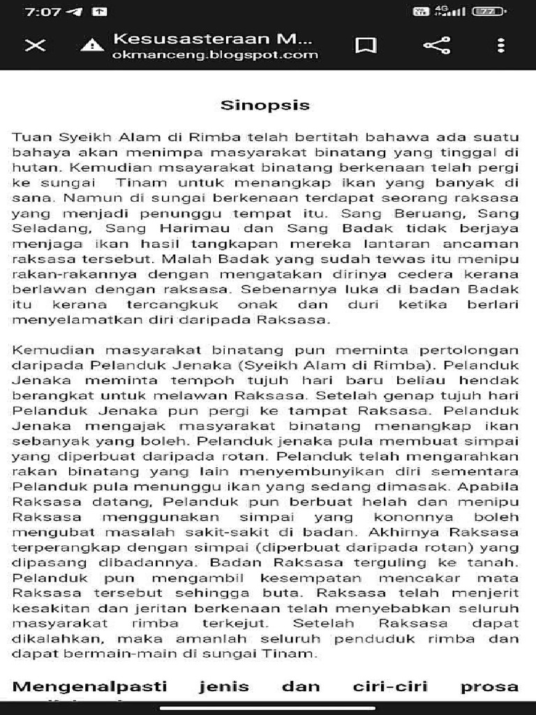 KMK Hikayat Pelanduk Jenaka | PDF