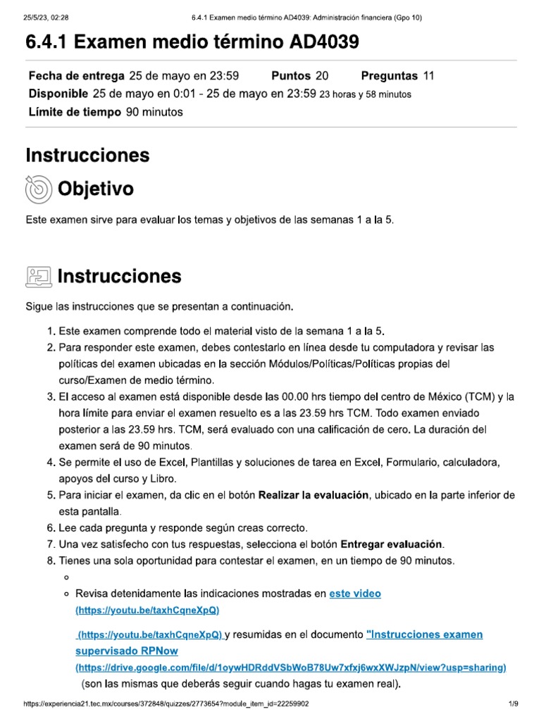 Examen de Medio Termino | PDF