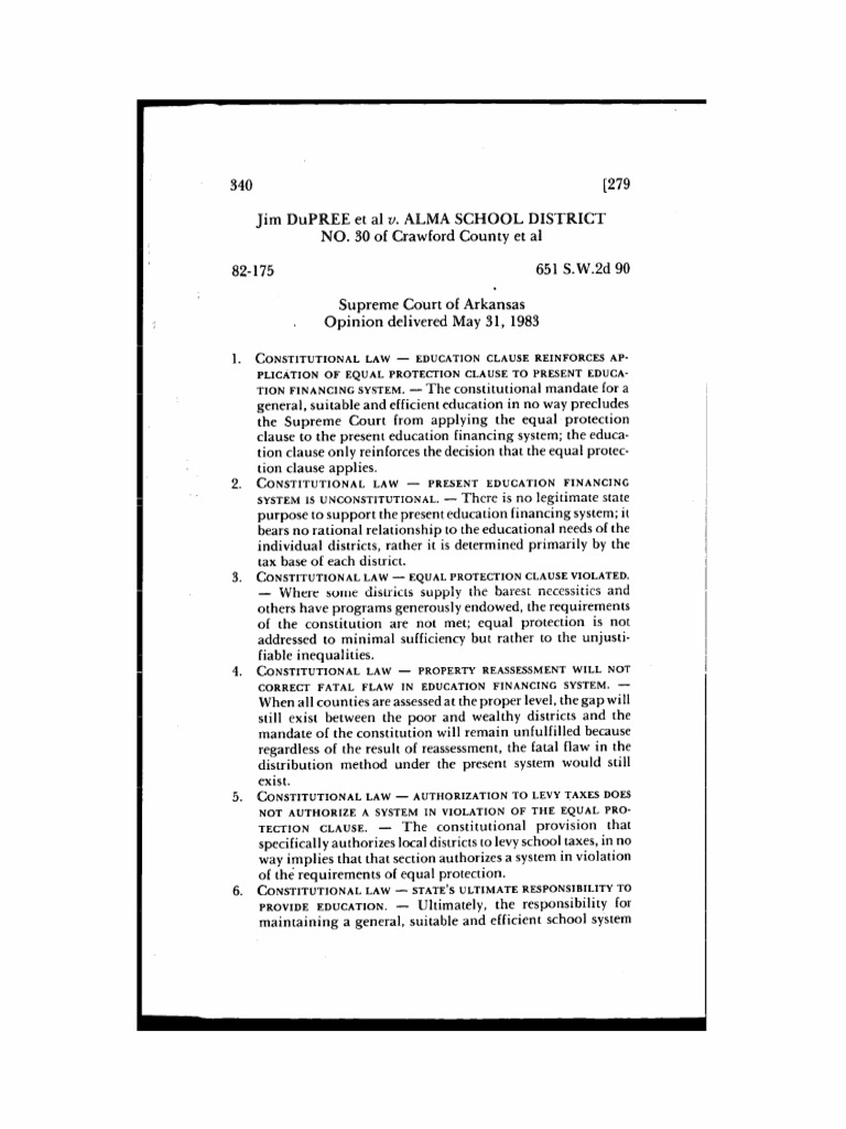 Dupree v alma school dist no 30 pdf taxes equal protection clause
