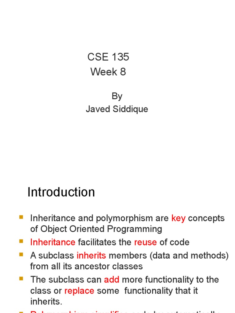 135 Week 8 | PDF | Inheritance (Object Oriented Programming) | Method ...