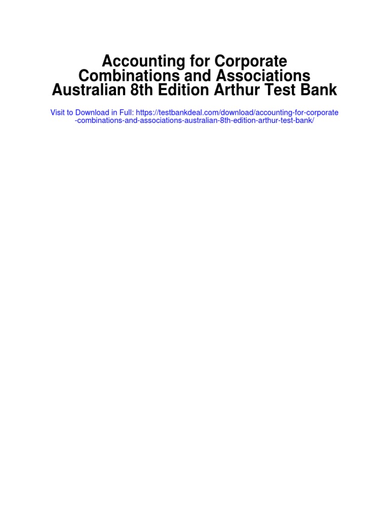Accounting For Corporate Combinations and Associations Australian 8th