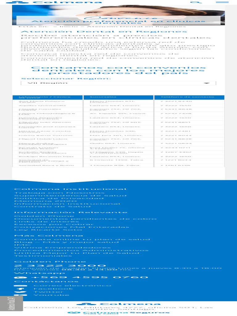 Atención Dental Regiones Isapre Colmena PDF