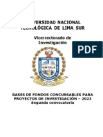 Bases de Fondos Concursables Proyectos de Investigacion-Untels 2023-2da Convocatoria