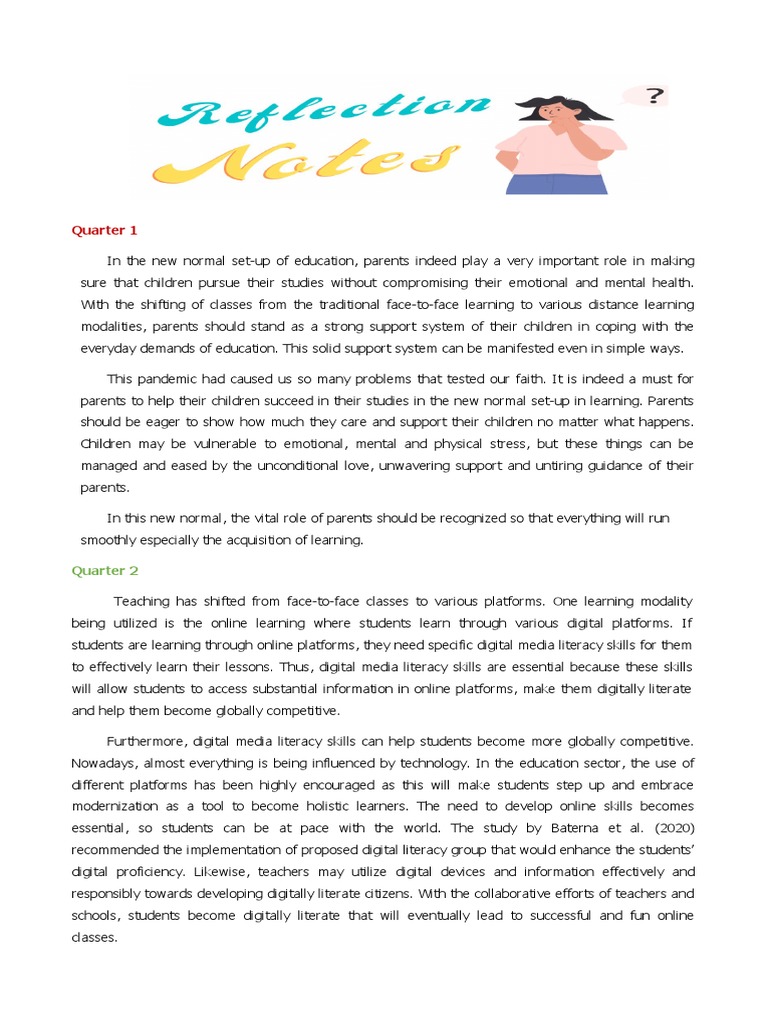Quarter 1 2 3,4 Reflection Notes PDF