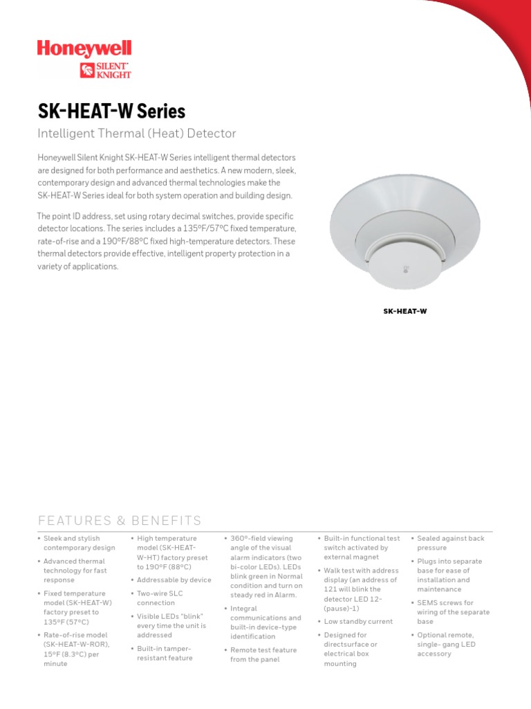 Silent Knight SK-HEAT-W Addressable 2-Wire Fixed Heat Detector