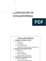 Clasificacion de Cefalosporinas