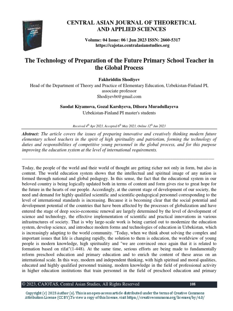 The Technology of Preparation of The Future Primary School Teacher in ...
