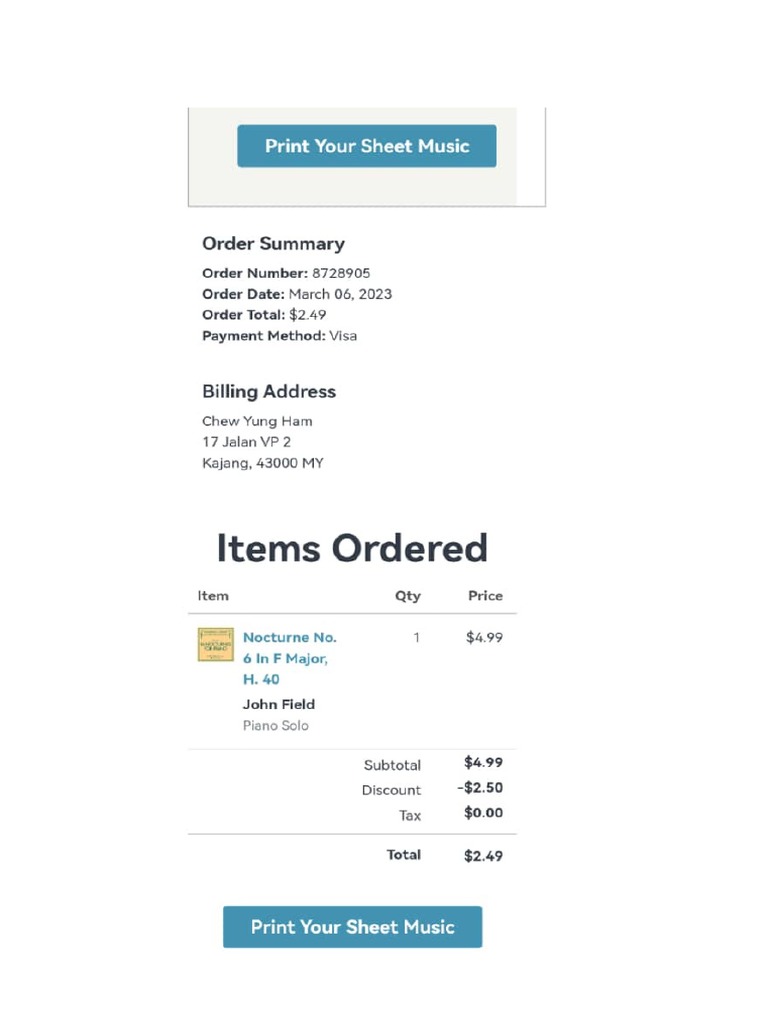 Nocturne Receipt | PDF