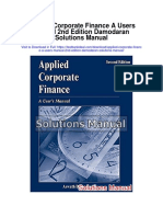 Applied Corporate Finance A Users Manual 2nd Edition Damodaran Solutions Manual