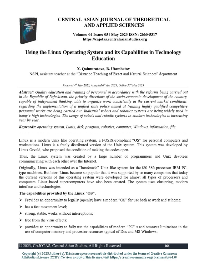 Using The Linux Operating System and Its Capabilities in Technology ...