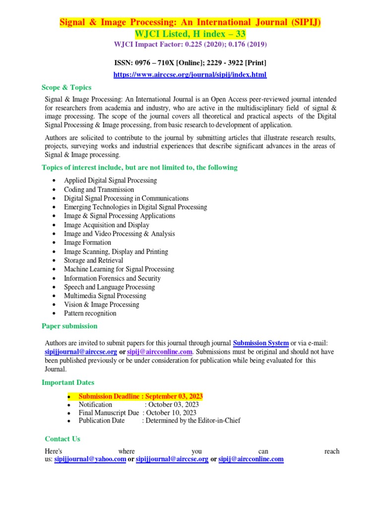 Signal & Image Processing Journal Overview | PDF