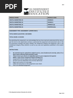 digital marketing 2 asignment 1 