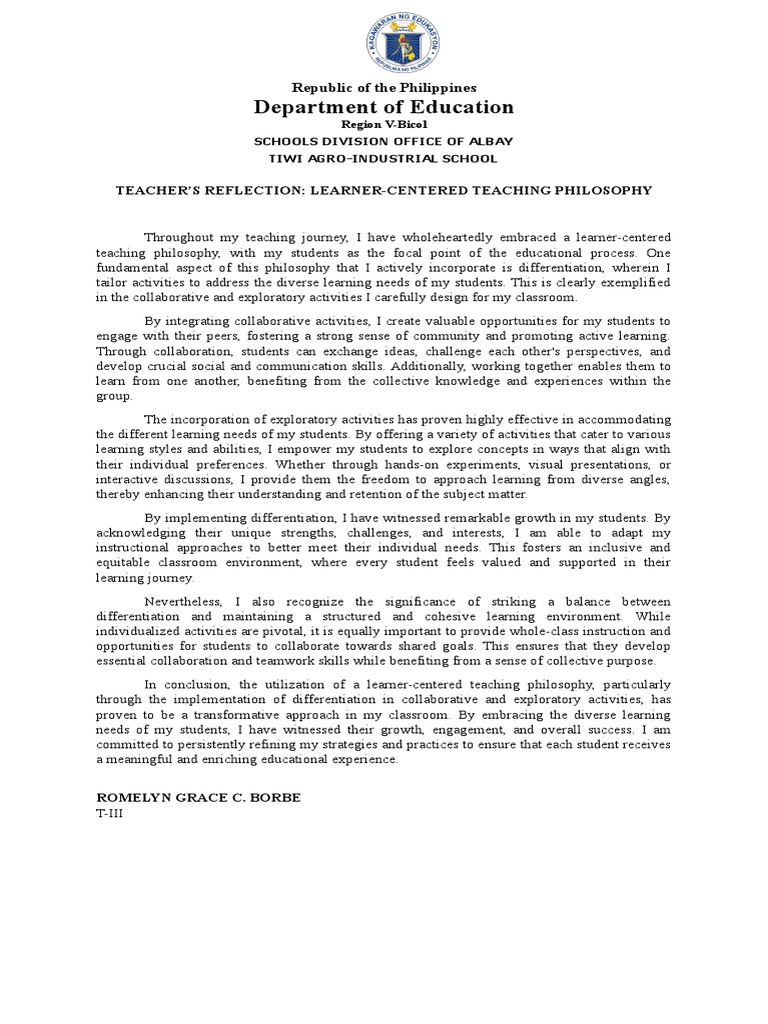 TEACHERs Reflection PDF Learning Collaboration