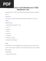 Half Subtractor and Full Subtractor VHDL Simulation Code