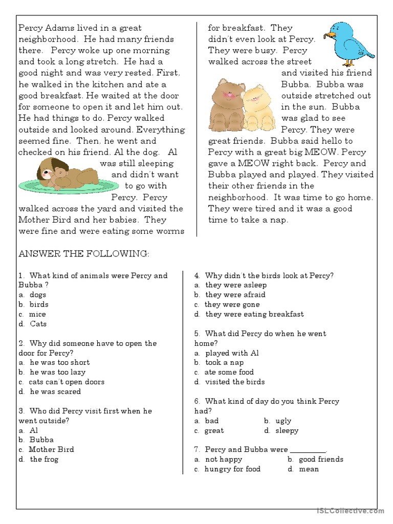 Reading Comprehension For Beginner and Elementary Students 6 | PDF