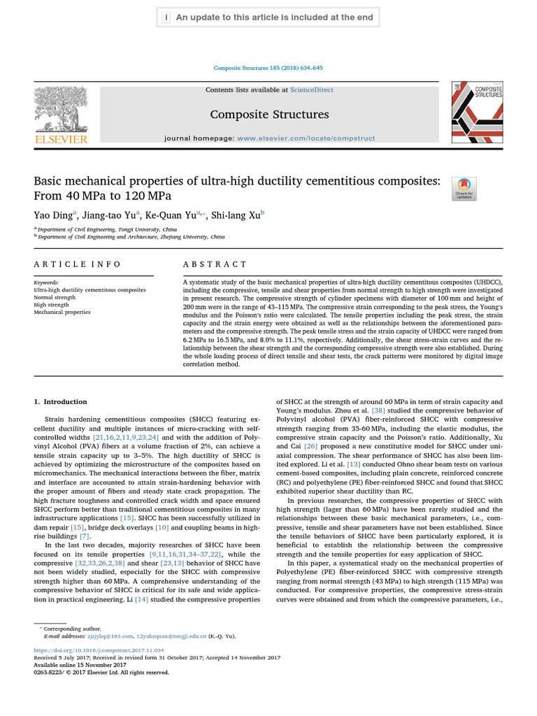 Mechanical Properties of UHDCC Composites | PDF