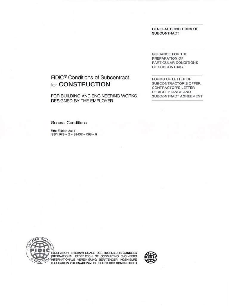 FIDIC 2011 Subcontract General Conditions | PDF | General Contractor ...